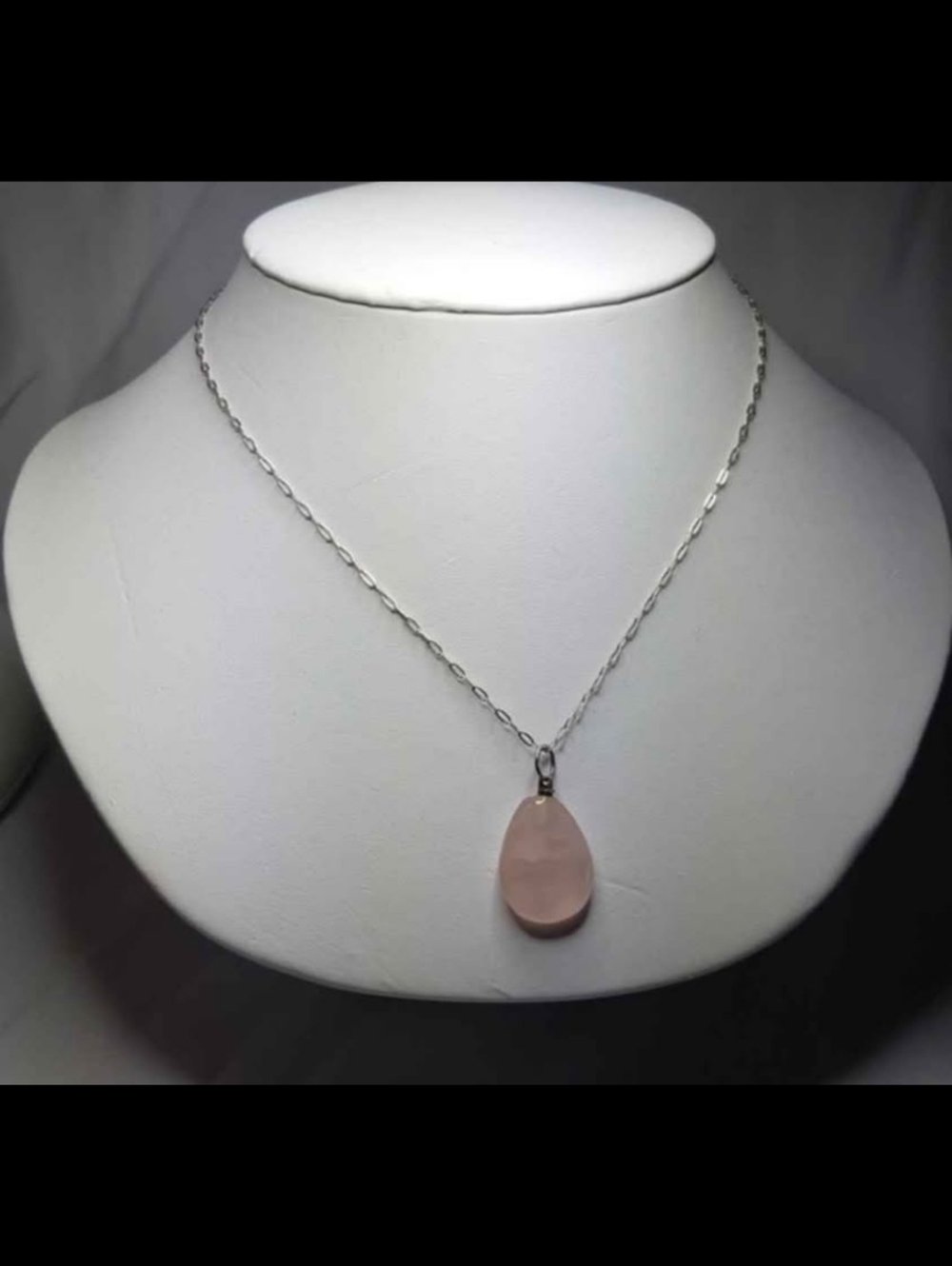 Sterling Silver Chain with Rose Quartz Pendant